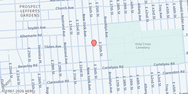 Map showing More Grace Redemptive Center at 3402 TILDEN AVENUE, Brooklyn, NY