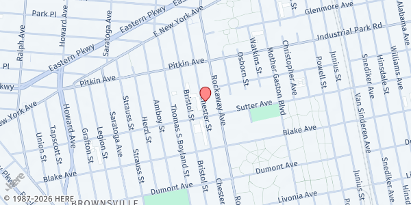Map showing Mt. Hebron Church of Christ at 167 Chester Street, Brooklyn, NY