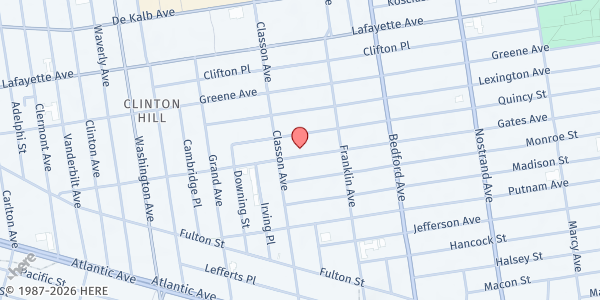 Map showing Mt. Sinai Baptist Church at 241 Gates Ave., Brooklyn, NY