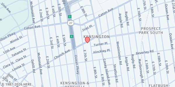 Map showing MUNA Social Services - Brooklyn Islamic Center at 722 CHURCH AVENUE, Brooklyn, NY