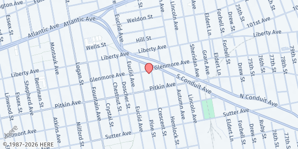 Map showing Muna Social Services, Inc. at 464 Crescent Street, Brooklyn, NY