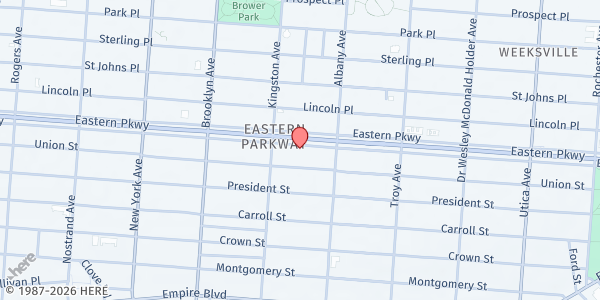 Map showing National Committee for Furtherance of Jewish Education/Food Program - Brooklyn at 824 Eastern Parkway, Brooklyn, NY