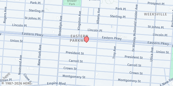 Map showing National Committee on the Furtherance of Jewish Education at 824 EASTERN PARKWAY, Brooklyn, NY