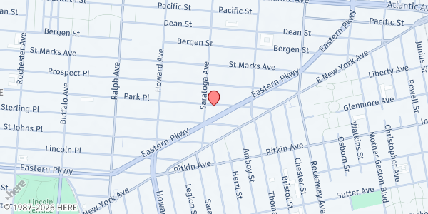 Map showing New Hope Penetecostal Church of Jesus Christ, Inc. at 1838 PARK PLACE, Brooklyn, NY
