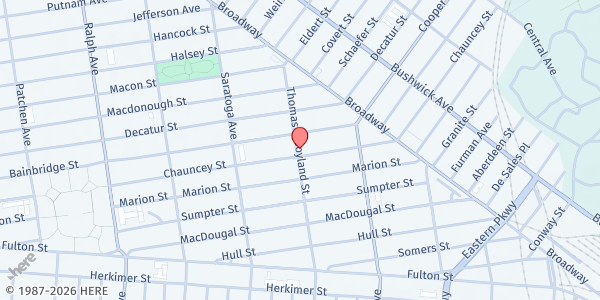 Map showing New Life SDA Church at 885-87 Thomas S Boyland Street, Brooklyn, NY