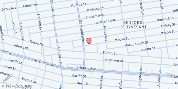 Map showing NEWMAN MEMORIAL UNITED METHODIST CHURCH COMMUNITY DEVELOP at O2N57 MACON STREET, Brooklyn, NY