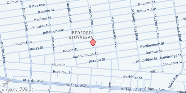Map showing Newman Memorial United Methodist Church Community Development Corporation at 257 MACON STREET, Brooklyn, NY