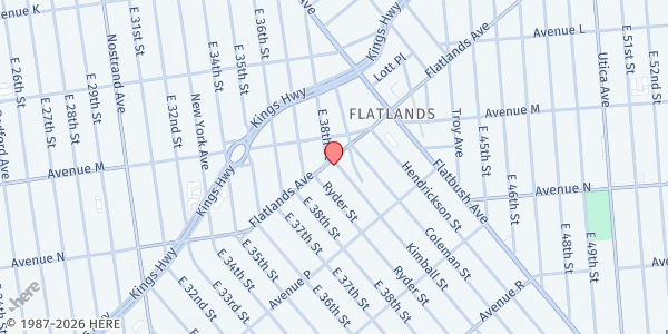 Map showing Oneg Shabbos at 3846 FLATLANDS AVENUE, Brooklyn, NY