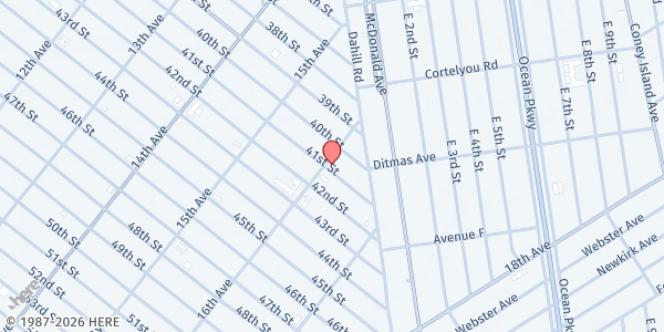 Map showing Oneg Shabbos at 1603 41st Street, Brooklyn, NY