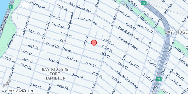 Map showing Our Lady of Angels at 336 73rd St, Brooklyn, NY