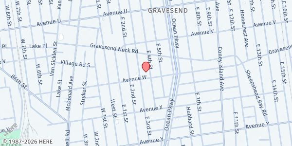 Map showing Our Lady Of Grace Pastoral Ministry Food Distribution at 2322 E 4th St, Brooklyn, NY