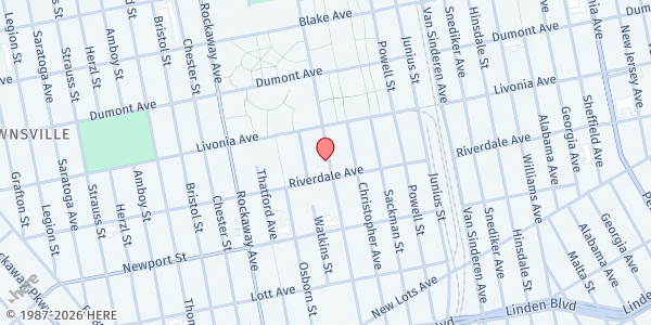 Map showing Our Lady of Mercy at 680 Mother Gaston Blvd, Brooklyn, NY
