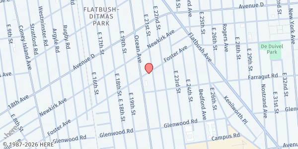 Map showing Our Lady of Refuge at 2020 FOSTER AVE., Brooklyn, NY