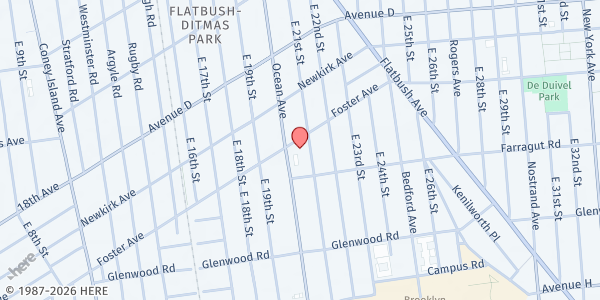Map showing Our Lady of Refuge RC Church  at 720 E 21st St , Brooklyn, NY