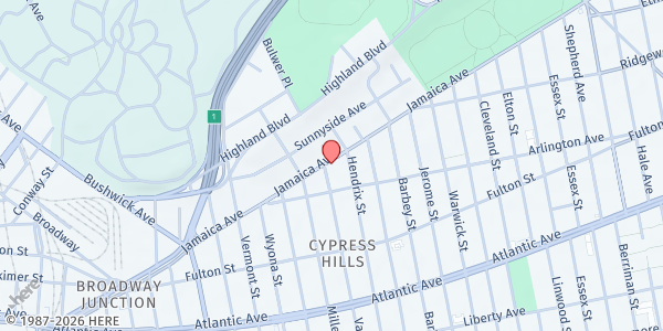 Map showing Overcoming Love Ministries - Jamaica Avenue at 246 Jamaica Avenue, Brooklyn, NY