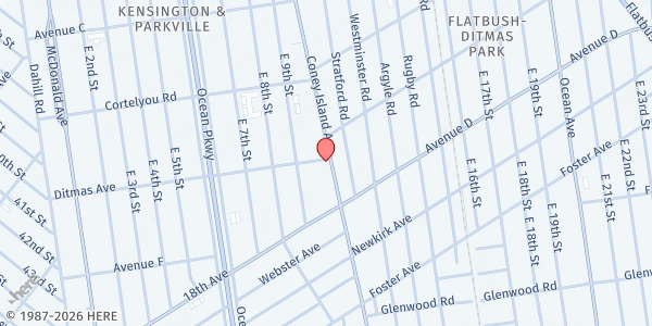 Map showing Pakistani American Skilled Women Association at 860a Coney Island Avenue, Brooklyn, NY