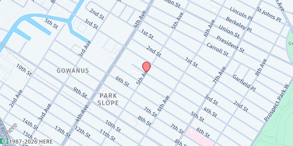 Map showing Park Slope Farmers' Market at 298 4th Street, Brooklyn, NY