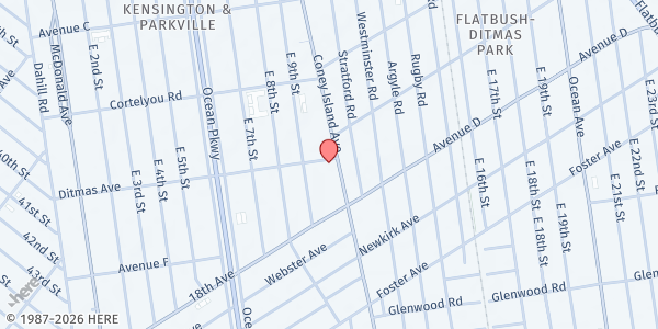 Map showing PASWO Office at 930 DITMAS AVENUE, Brooklyn, NY