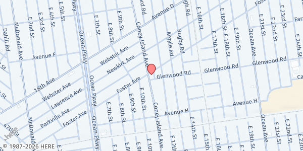 Map showing PAYO FOOD PANTRY at 1045 CONEY ISLAND AVENUE, Brooklyn, NY