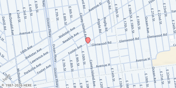 Map showing PAYO FOOD PANTRY at 1045 Coney Island Ave, Brooklyn, NY