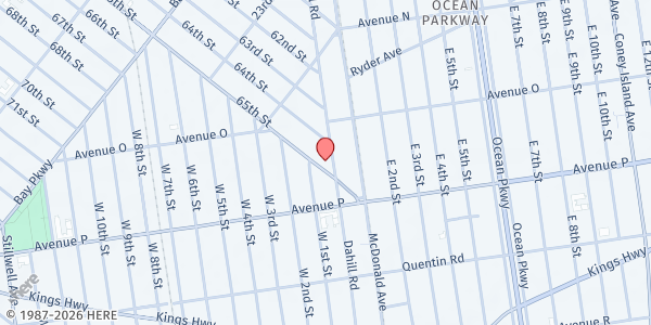 Map showing PAYO Mobile Food Pantry - Mapleton at 2483 65TH STREET, Brooklyn, NY
