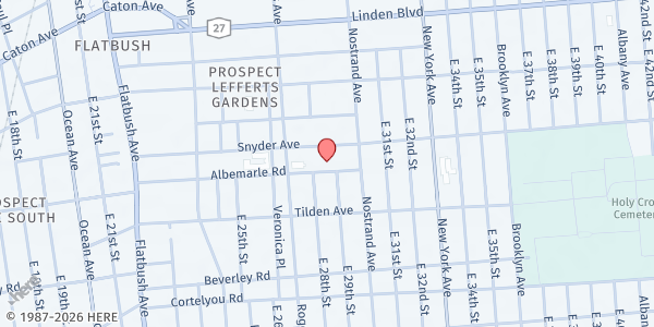 Map showing PENIEL HAITIAN CHURCH OF C AND MA at 2741 ALBEMARLE ROAD, Brooklyn, NY