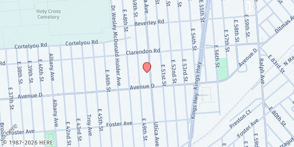 Map showing Peniel SDA Church at 1210 UTICA AVENUE, Brooklyn, NY