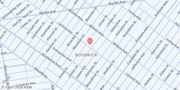 Map showing PHS Bushwick WIC at 335 Central Ave - First Floor, Brooklyn, NY