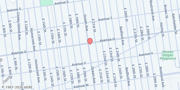 Map showing PHS Neighborhood WIC Ocean Avenue at 2555 Ocean Ave - Second Floor, Brooklyn, NY