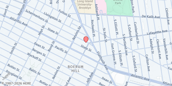 Map showing Recovery House of Worship Brooklyn (RHOW) at 360 SCHERMERHORN STREET, Brooklyn, NY