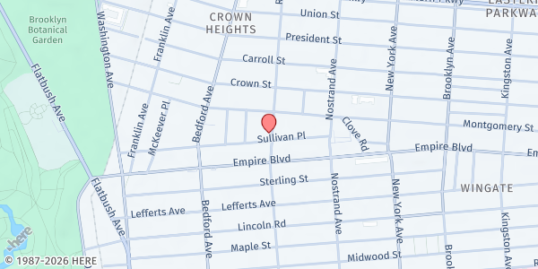Map showing Redemption Community World Ministry at 350 Rogers Ave., Brooklyn, NY