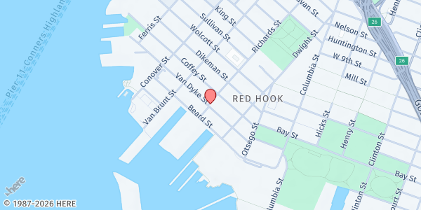 Map showing Redhook Gospel Tabernacle at 72 Van Dyke Street, Brooklyn, NY