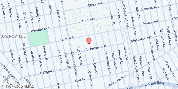 Map showing Riverdale Osborne at 440 Watkins Street, Brooklyn, NY