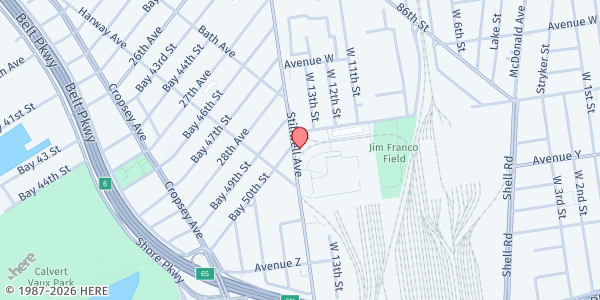 Map showing Salt and Sea Mission Church, Inc. at 2417-2419 Stillwell Avenue, Brooklyn, NY
