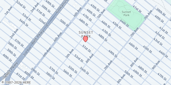 Map showing Salvation Army Sunset Park Corps at 520 50TH STREET, Brooklyn, NY