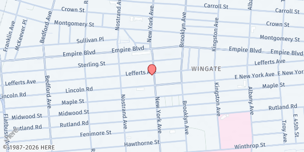 Map showing Sanctified Church of God, Inc. at 404 LEFFERTS AVE, Brooklyn, NY