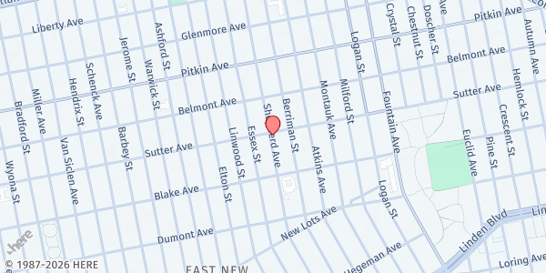 Map showing Second St. Paul Church of Christ, Disciple of Christ, Inc. at 1048 SUTTER AVE, Brooklyn, NY