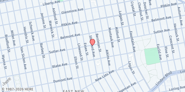 Map showing Second St. Paul disciples of Christ at 1048 SUTTER AVE, Brooklyn, NY