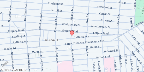 Map showing Shalom Senior Center at 483 ALBANY AVE, Brooklyn, NY