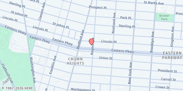 Map showing Shiloh S.D.A. Church at 449 Eastern Parkway, Brooklyn, NY