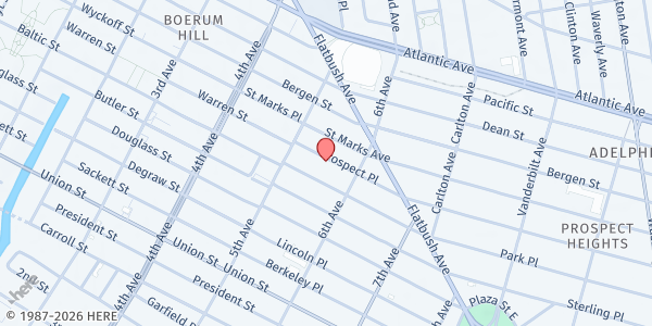 Map showing South Brooklyn SDA Community Service Program at 42 PROSPECT PLACE, Brooklyn, NY