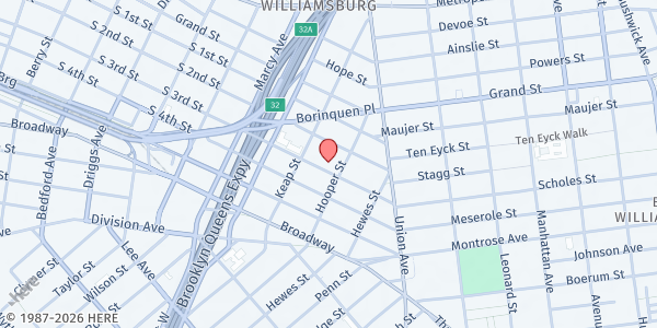 Map showing Southside United-Los Sures - Café at 357 S 3rd St, Brooklyn, NY