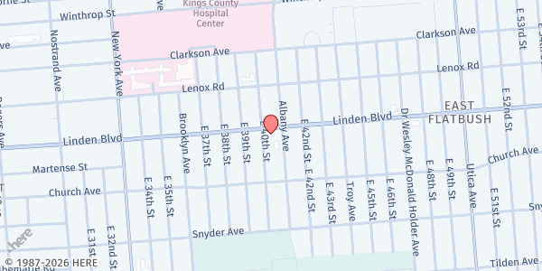 Map showing St. Catherine of Genoa Church at 520 Linden Blvd., Brooklyn, NY