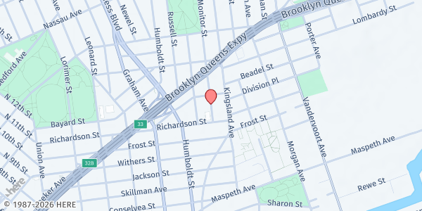 Map showing St. Cecilia Gifts of Love Food Pantry at 24 North Henry Street, Brooklyn, NY