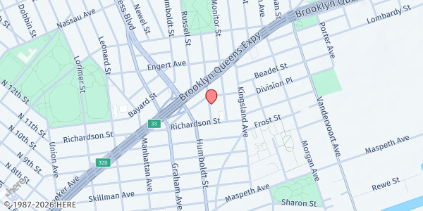 Map showing St. Cecilia's Auditorium at 24 North Henry Street, Brooklyn, NY