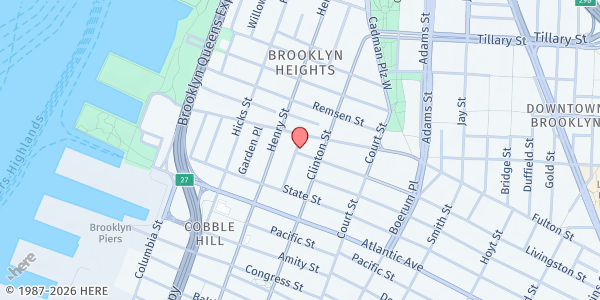 Map showing St Charles Borromeo at 19 Sidney Place, Brooklyn, NY