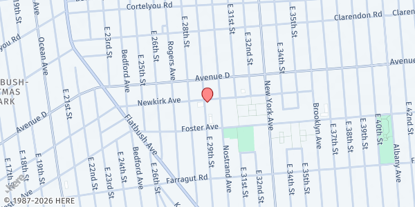 Map showing St. Jerome Food Pantry at 455 E 29th St, Brooklyn, NY