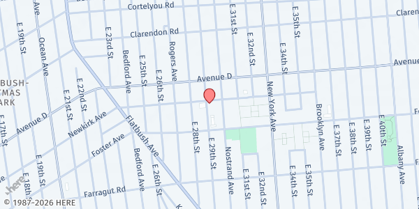 Map showing St. Jerome Food Pantry at 455 E 29th St, Brooklyn, NY