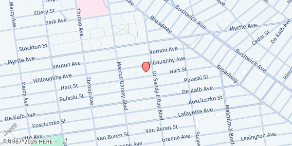 Map showing St. John's Food Pantry at 333 Hart Street, Brooklyn, NY