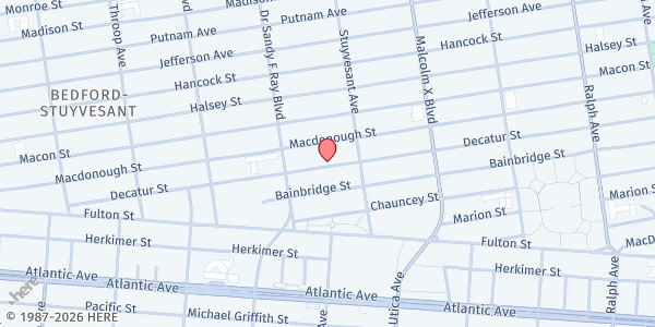 Map showing ST. PHILIP'S EPISCOPAL/ST. BENEDICT'S PANTRY at 265 Decatur Street, St. Philip's Episcopal Church, Brooklyn, NY